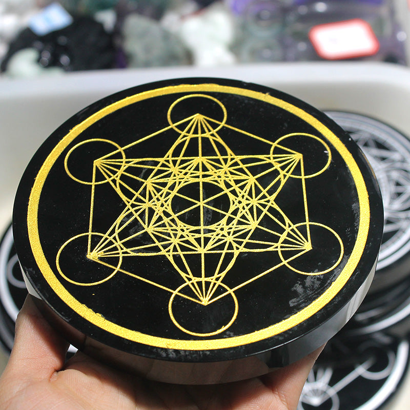 Natural Black Obsidian Scrying Mirror - 120mm Protective Shield